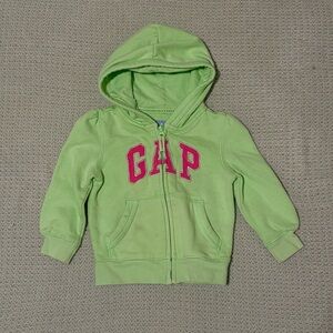 GAP Kids Lime Green Hoodie with Pink Logo